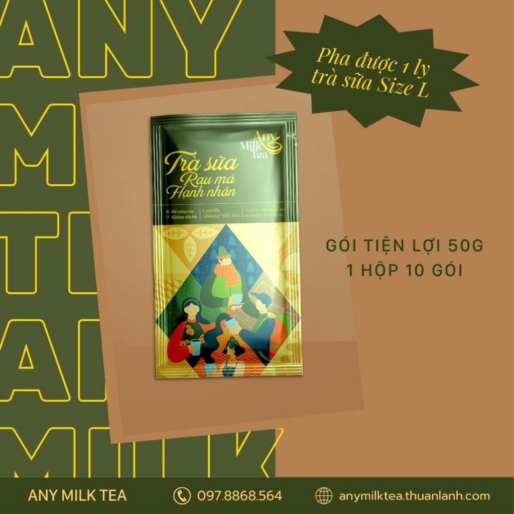 Trà Sữa Rau Má Hạnh Nhân - Không Sữa Bò - Không Mụn - Any Milk Tea - Thuận Lành