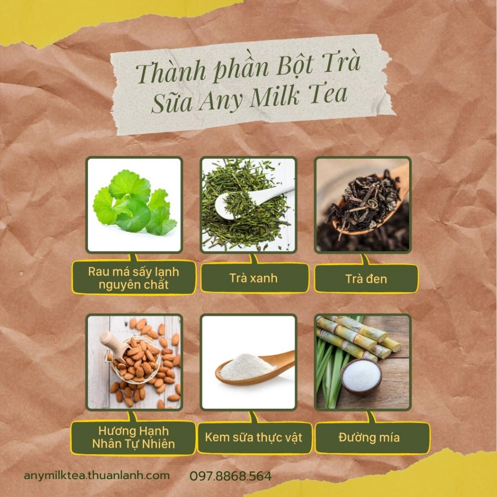 Trà Sữa Rau Má Hạnh Nhân - Không Sữa Bò - Không Mụn - Any Milk Tea - Thuận Lành