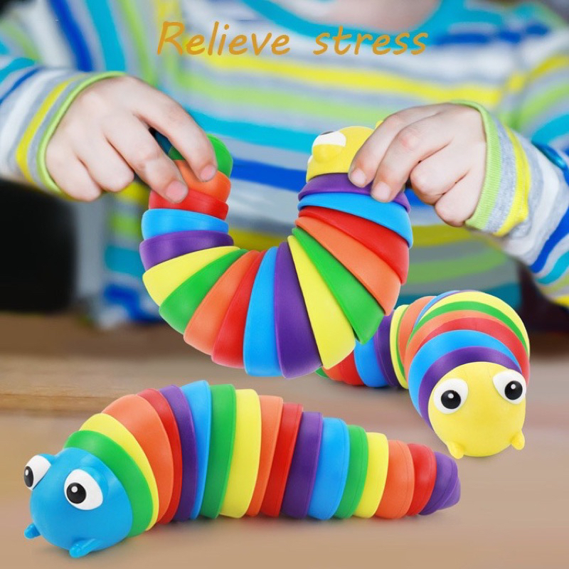 Đồ chơi giảm căng thẳng, giảm stress hình con tôm, con sâu vui nhộn cầm tay có phát sáng nhiều màu sắc