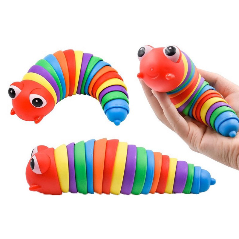 Đồ chơi giảm căng thẳng, giảm stress hình con tôm, con sâu vui nhộn cầm tay có phát sáng nhiều màu sắc