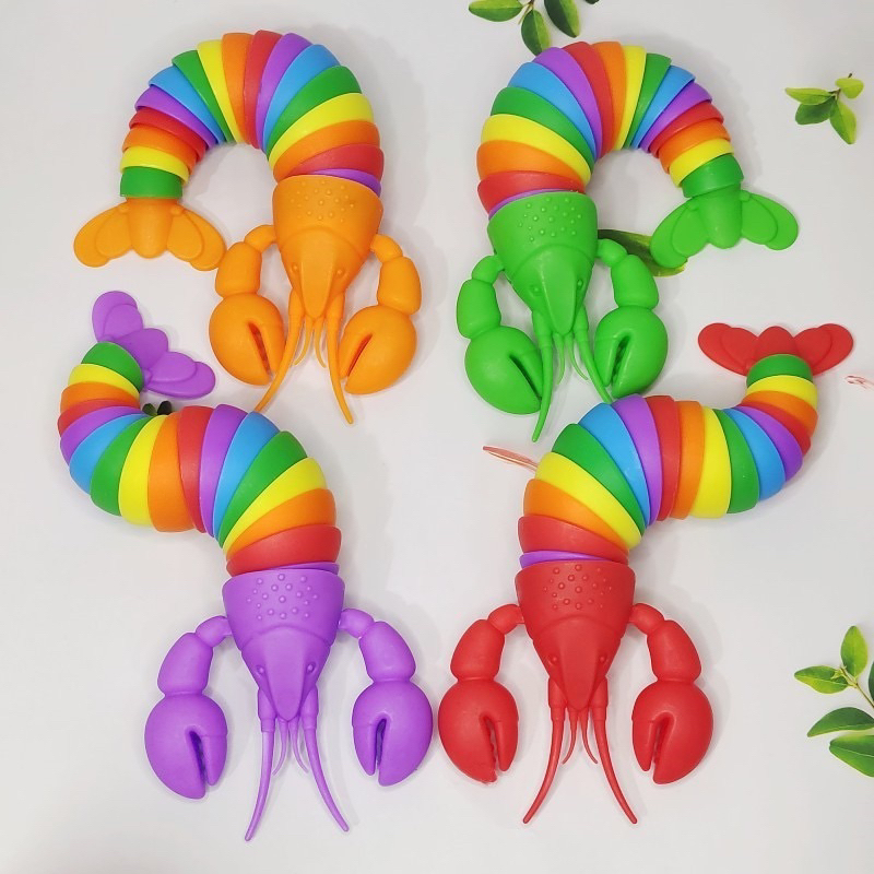 Đồ chơi giảm căng thẳng, giảm stress hình con tôm, con sâu vui nhộn cầm tay có phát sáng nhiều màu sắc