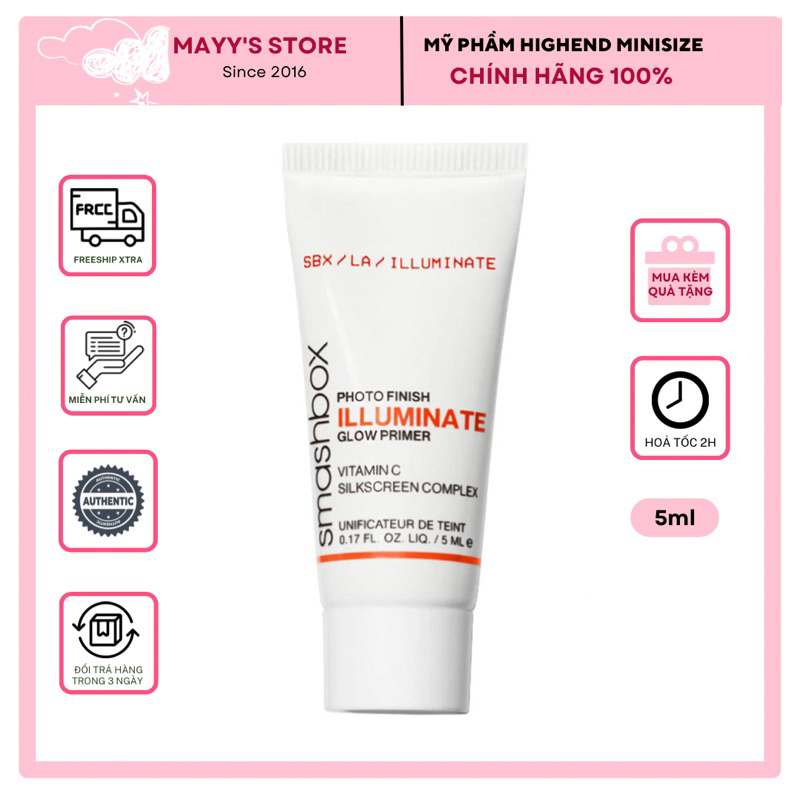 Kem Lót Smashbox Photo Finish Illuminate Glow Primer Căng Bóng Da 5ml