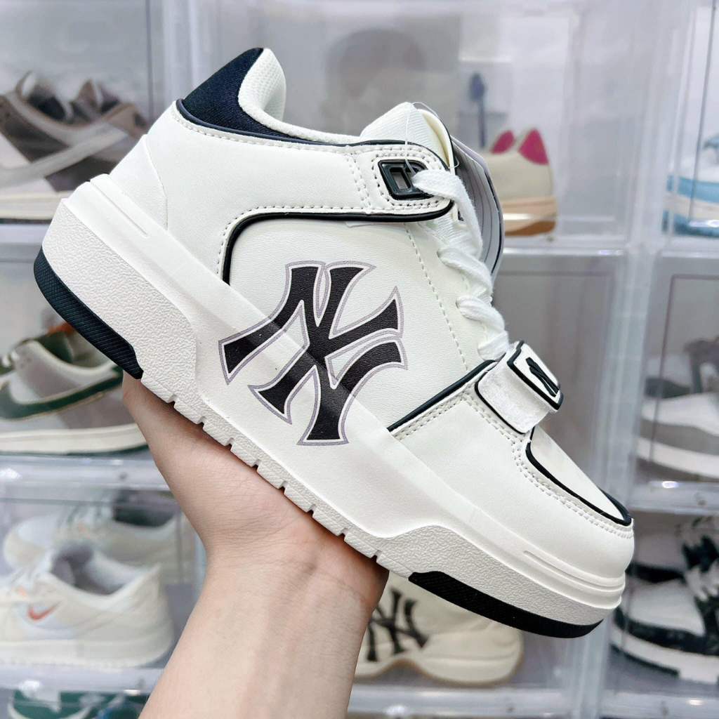 Giày MLB Chunky Liner White Black quoai dán đế nâu chữ la Xịn Sò, Giầy MLB Đen Xanh Trắng Full Box Bill