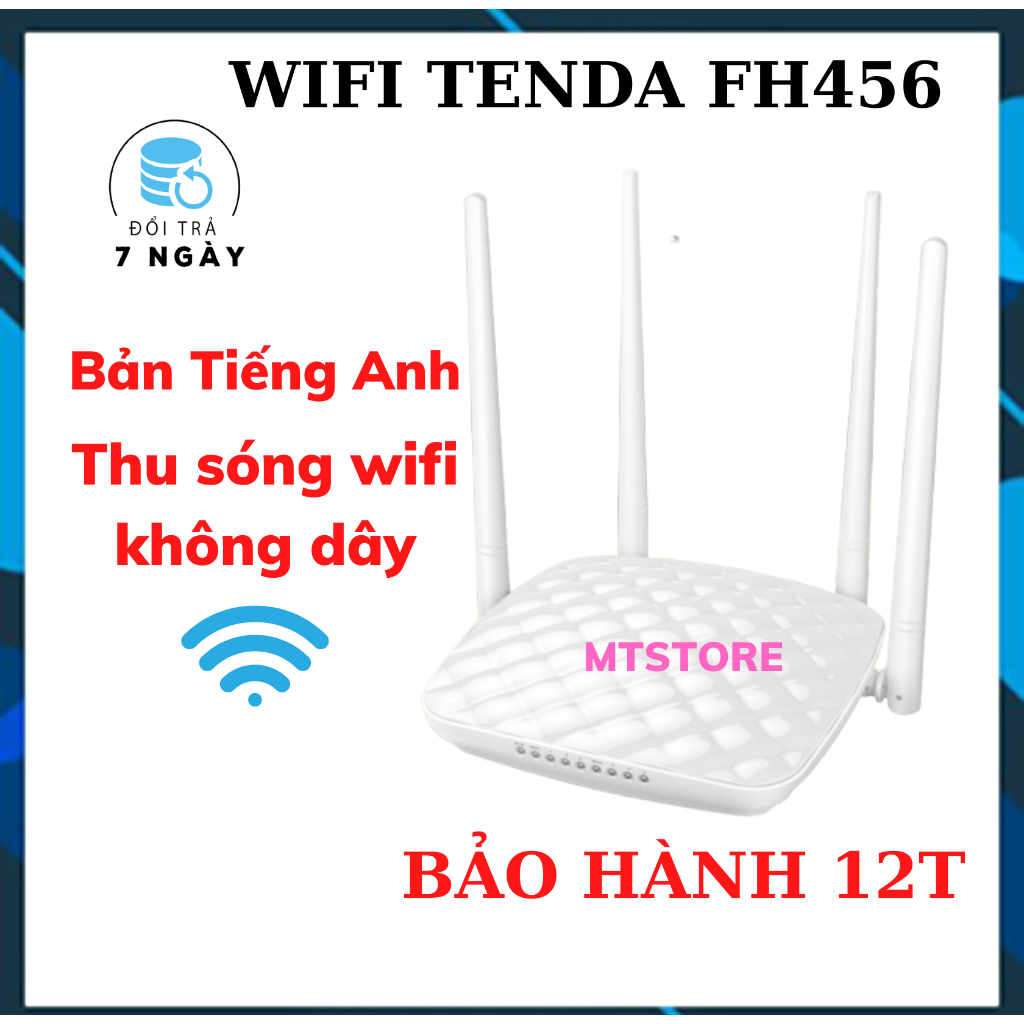 [Bản Tiếng Anh] Bộ thu phát sóng wifi Tenda 4 râu chuẩn N 450Mbps, bộ khuếch đại sóng wifi không dây, kích sóng wifi