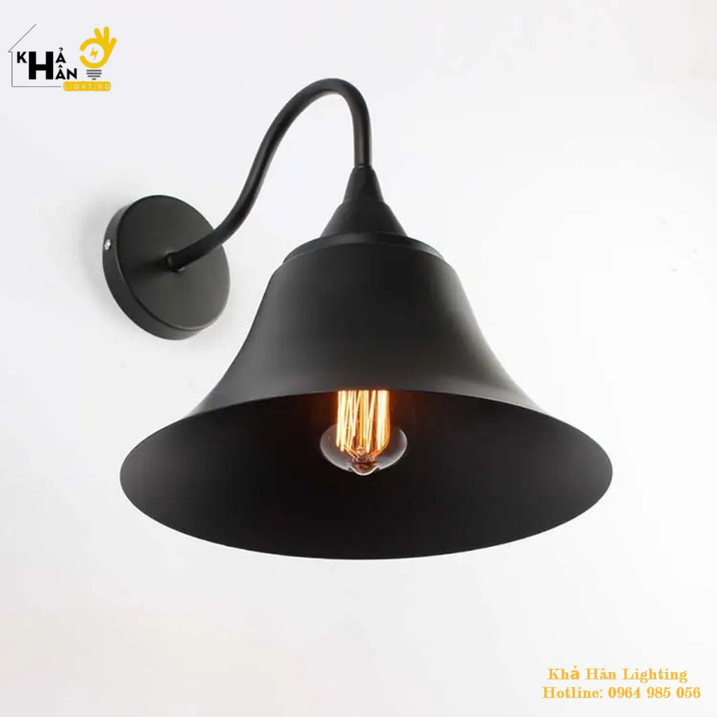 Đèn Tường: Đèn gắn tường trang trí trong nhà cần cong Kiểu dáng vintage D290 - Đèn Khả Hân