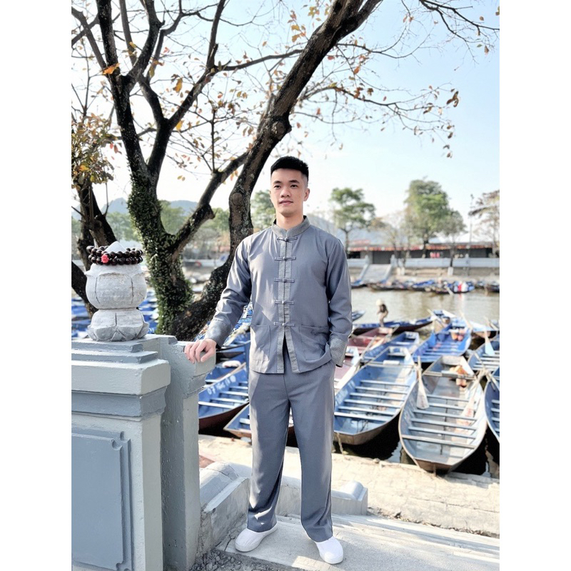 Quần áo phật tử nam,Đồ lam đi chùa nam,Pháp phục,Đồ bộ nam cao cấp