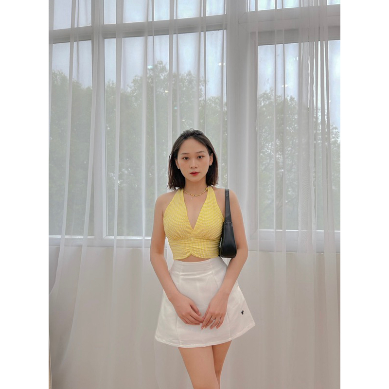 Áo yếm hở lưng kẻ caro màu sắc