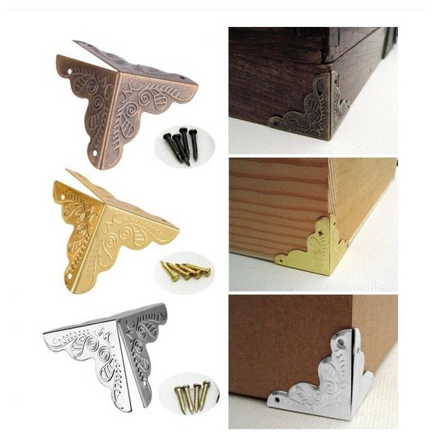 Bịch 4 / 20 Góc Hoa Văn 3 Mặt Kèm Đinh Tán Bọc Hộp Gỗ, Tủ, Bàn Trang Trí