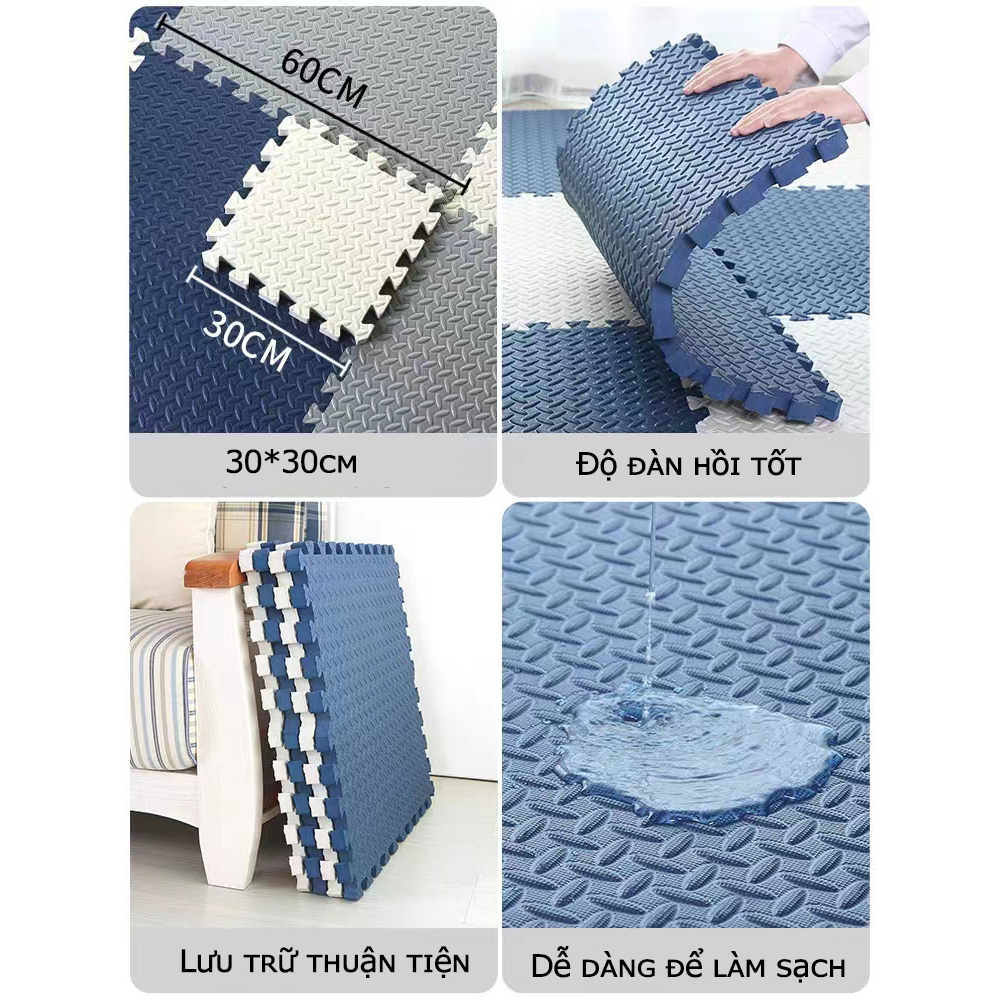Thảm chống ngã cho bé tập bò Thảm trải sàn khâu xốp dày 2,5cm phòng khách ngủ nhiều màu
