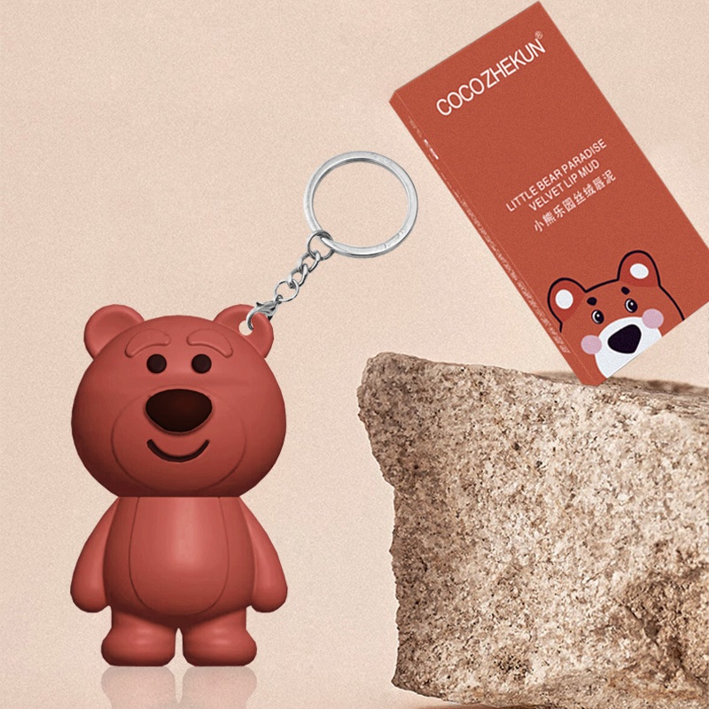 Son móc khóa gấu LOTSO nhung lì mềm mịn môi
