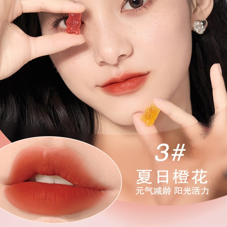 Son móc khóa gấu LOTSO nhung lì mềm mịn môi