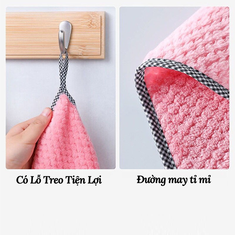 Khăn Lau Bếp Đa Năng, Khăn Lau Tay Nhà Bếp Siêu Thấm, Có Lỗ Treo HOUSESHOP68 – Kích Thước 25x25cm
