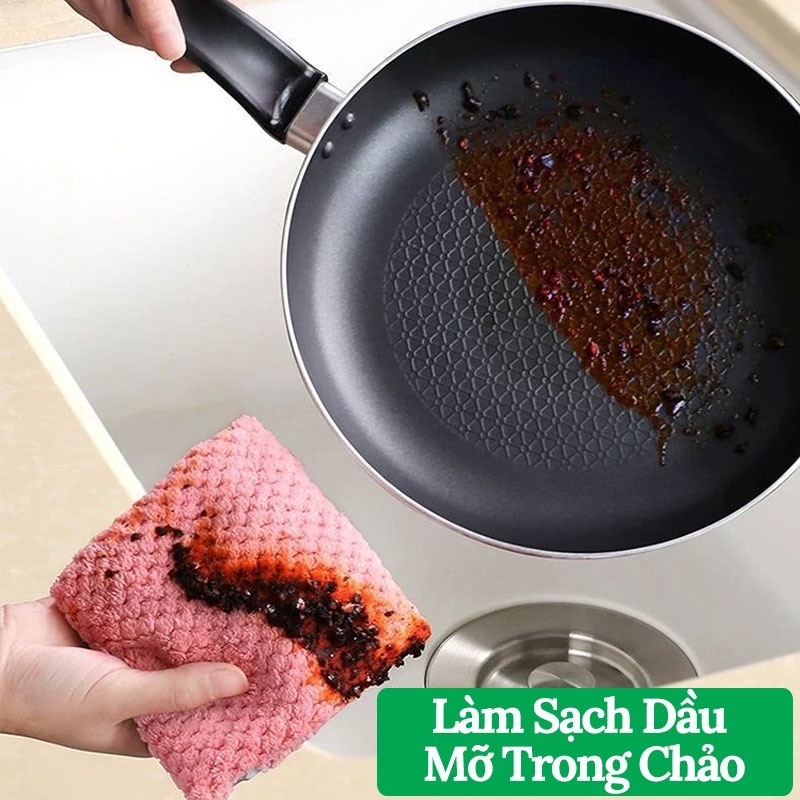 Khăn Lau Bếp Đa Năng, Khăn Lau Tay Nhà Bếp Siêu Thấm, Có Lỗ Treo HOUSESHOP68 – Kích Thước 25x25cm