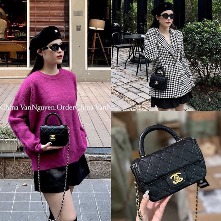 Túi xách đeo chéo, túi cầm tay Cha.n.e.l bản classic quai tròn #TX017 -Linastore