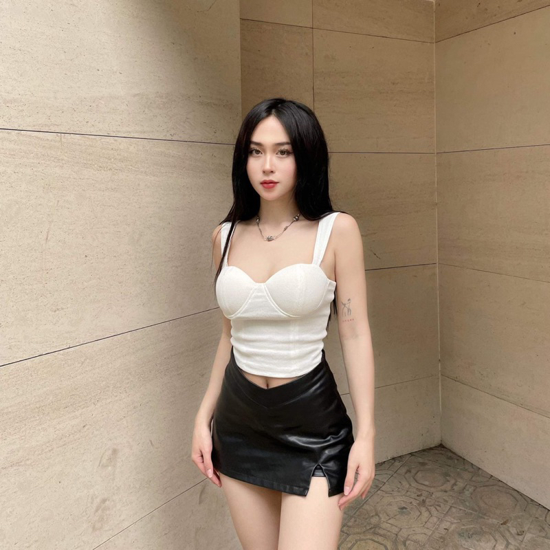 Áo cúp ngực IRISVIEL có mút, Áo hai dây bản to chất bo gân S/M