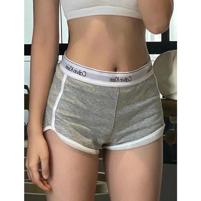 Quần đùi nữ cạp cao phong cách thể thao cao cấp thiết kế cotton may viền kiểu dáng CK 061