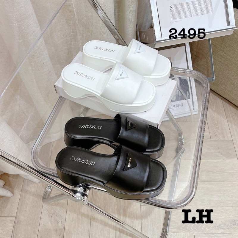 Dép bánh mì pra da đế dày 5p mã 2495