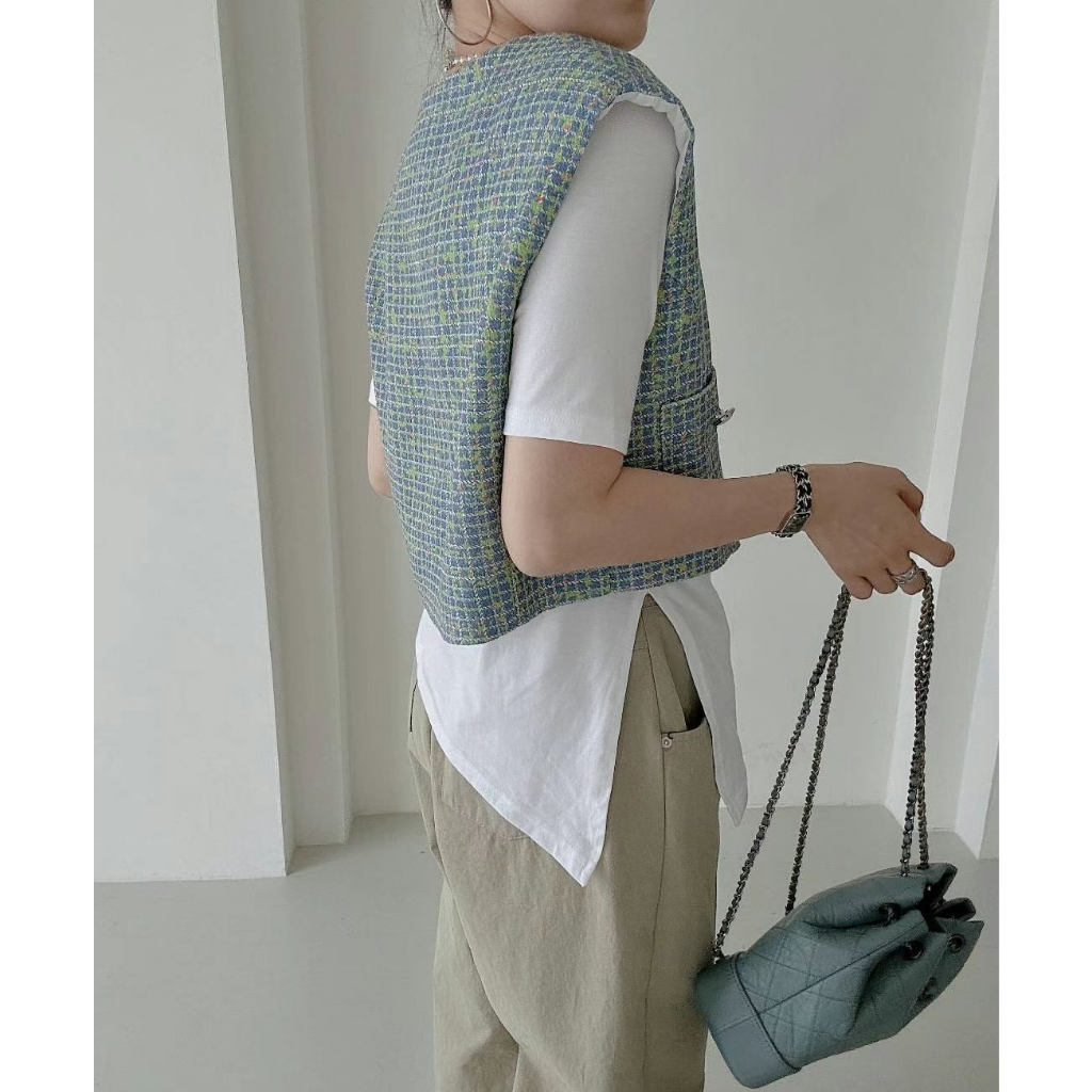 kh14|áo khoác nữ tanktop cộc tay cá tính cổ V hàn quốc đi học, đi làm, du lịch gd_order