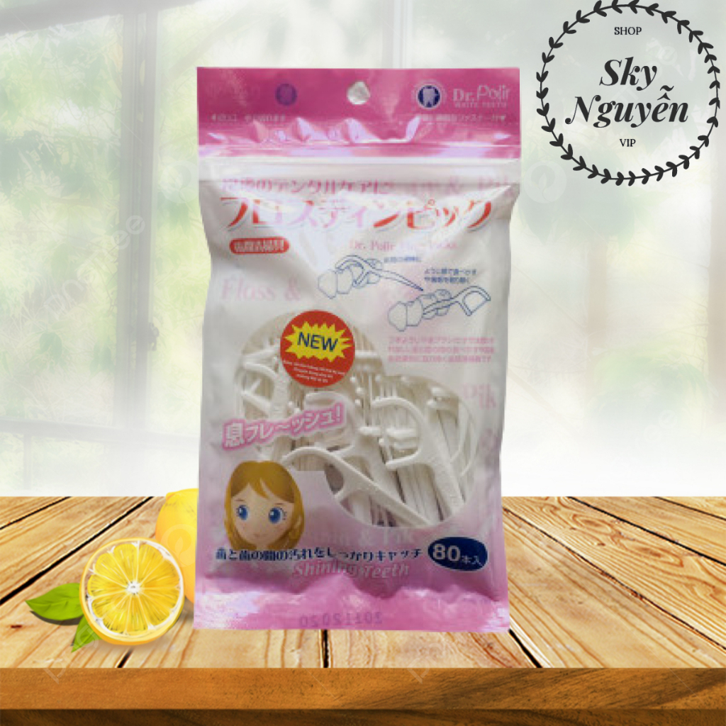 Okamura - (Mẫu mới) Tăm chỉ kẽ răng chất lượng Nhật bản 80 cây (Chỉ dẹp)