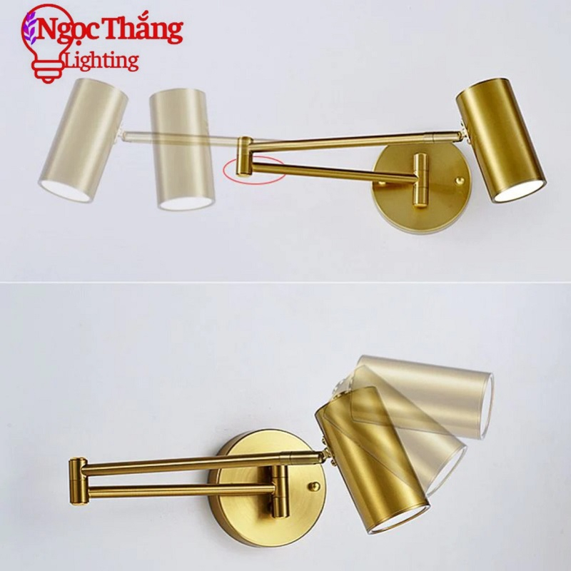Đèn đọc sách treo tường gấp khúc khớp điều chỉnh linh hoạt trang trí phòng ngủ Led 5W 220V PT9082 Ngọc Thắng