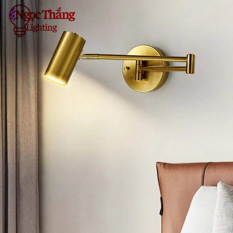 Đèn đọc sách treo tường gấp khúc khớp điều chỉnh linh hoạt trang trí phòng ngủ Led 5W 220V PT9082 Ngọc Thắng