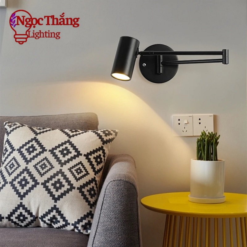 Đèn đọc sách treo tường gấp khúc khớp điều chỉnh linh hoạt trang trí phòng ngủ Led 5W 220V PT9082 Ngọc Thắng