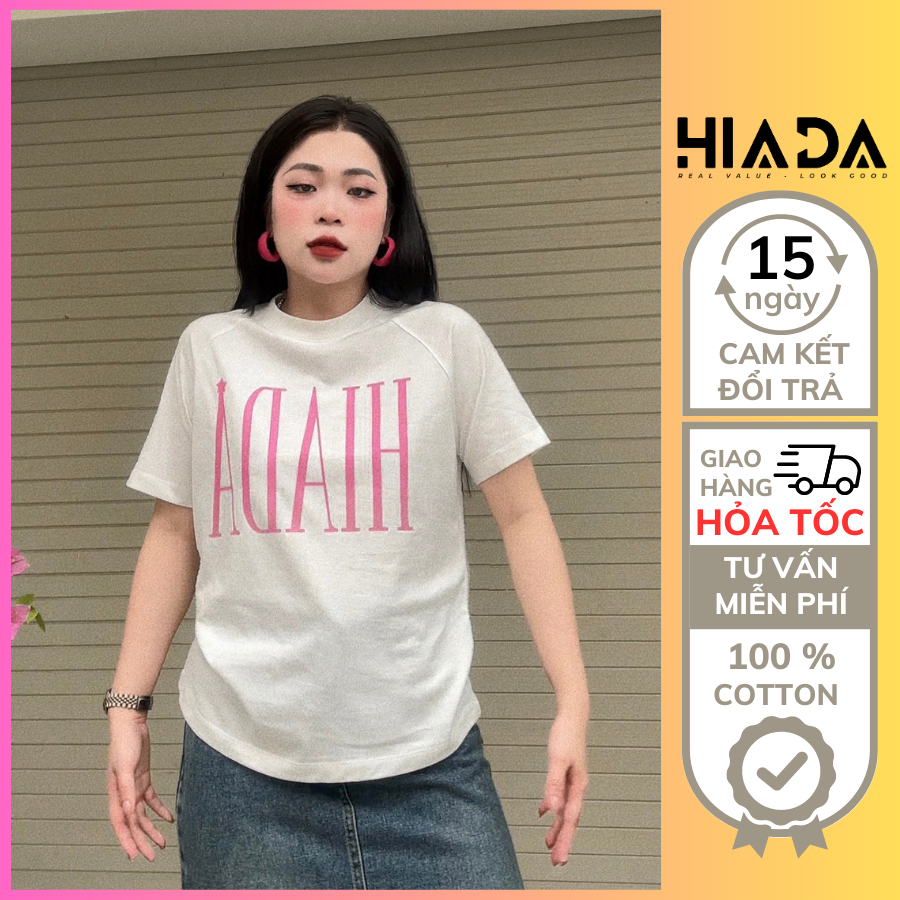 Áo Thun Nữ Babytee Raglan In Chữ HIADA Năng Động Vải Cotton Hoàn Toàn Thoáng Mát
