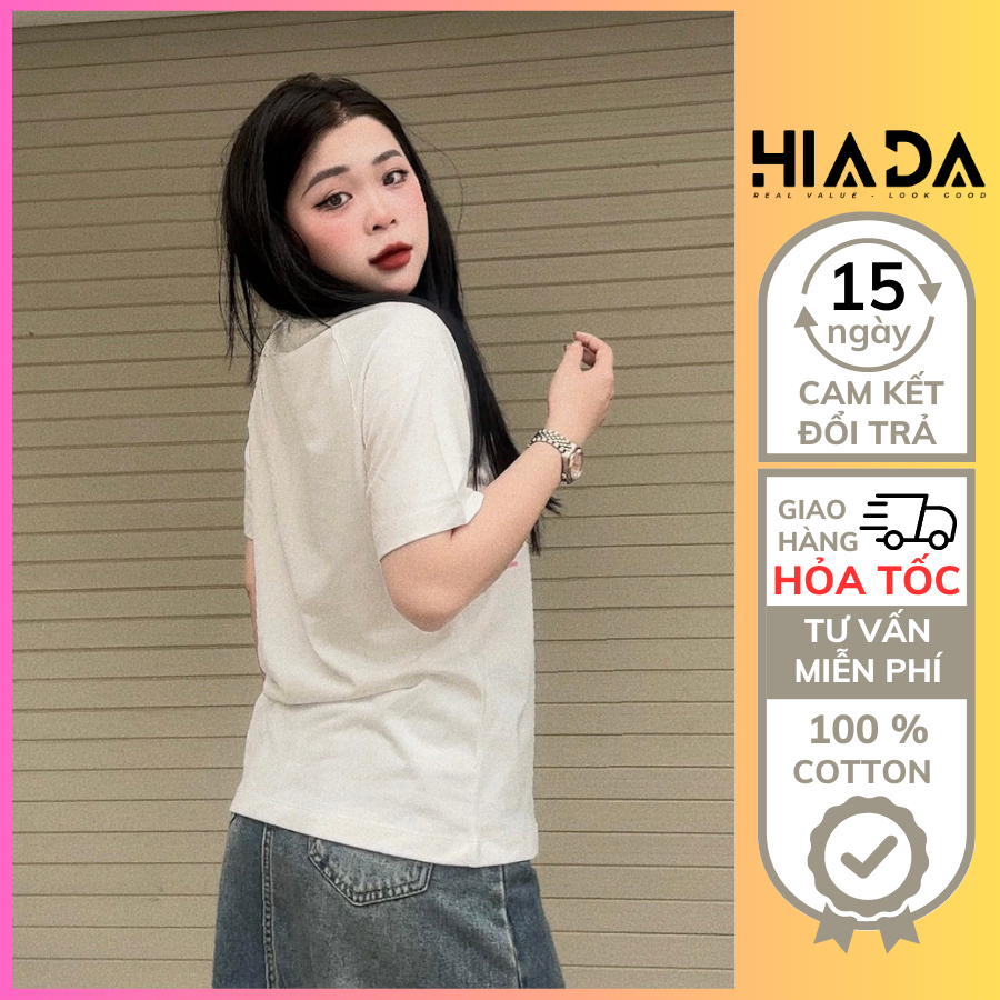 Áo Thun Nữ Babytee Raglan In Chữ HIADA Năng Động Vải Cotton Hoàn Toàn Thoáng Mát