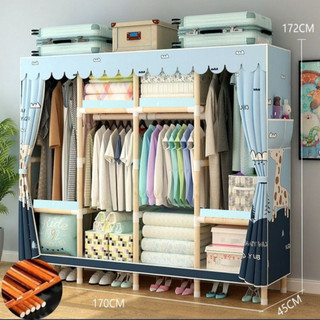 Tủ vải đựng quần áo khung gỗ 4 buồng 170x45x170, tủ nhựa chống ẩm mốc tủ 8 ngăn giá rẻ số 1 HCM