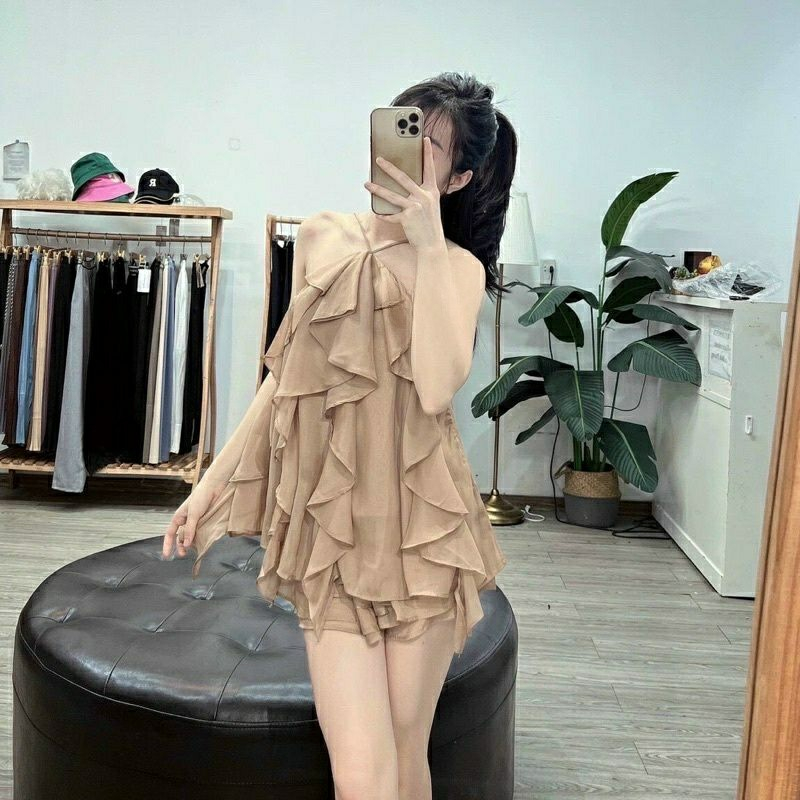 Sét bộ tua dua chất liệu voan tơ ánh kim siêu hót