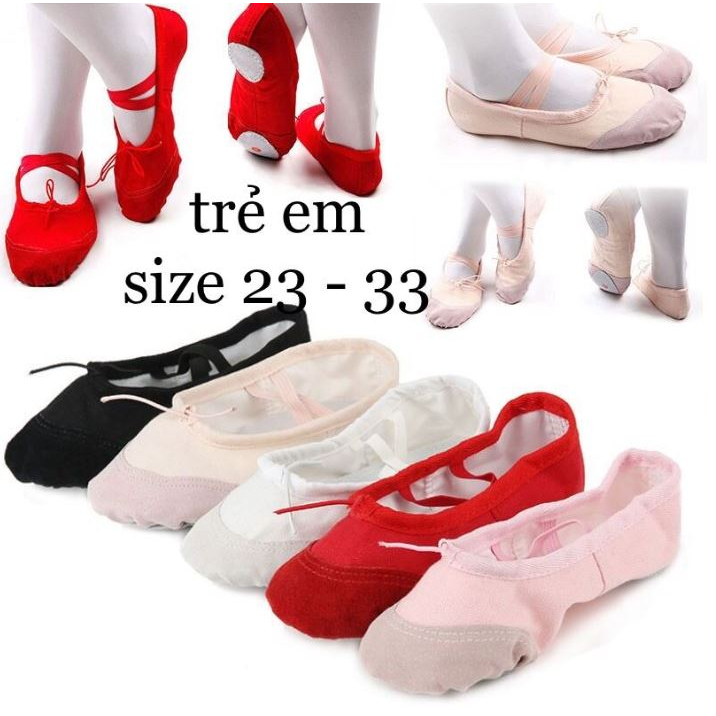 🍄 Giày Múa Ba Lê  Cho Bé Gái. Giày Vải Học Múa Mũi Bọc Da Lộn Hàng Đẹp, Giá Rẻ