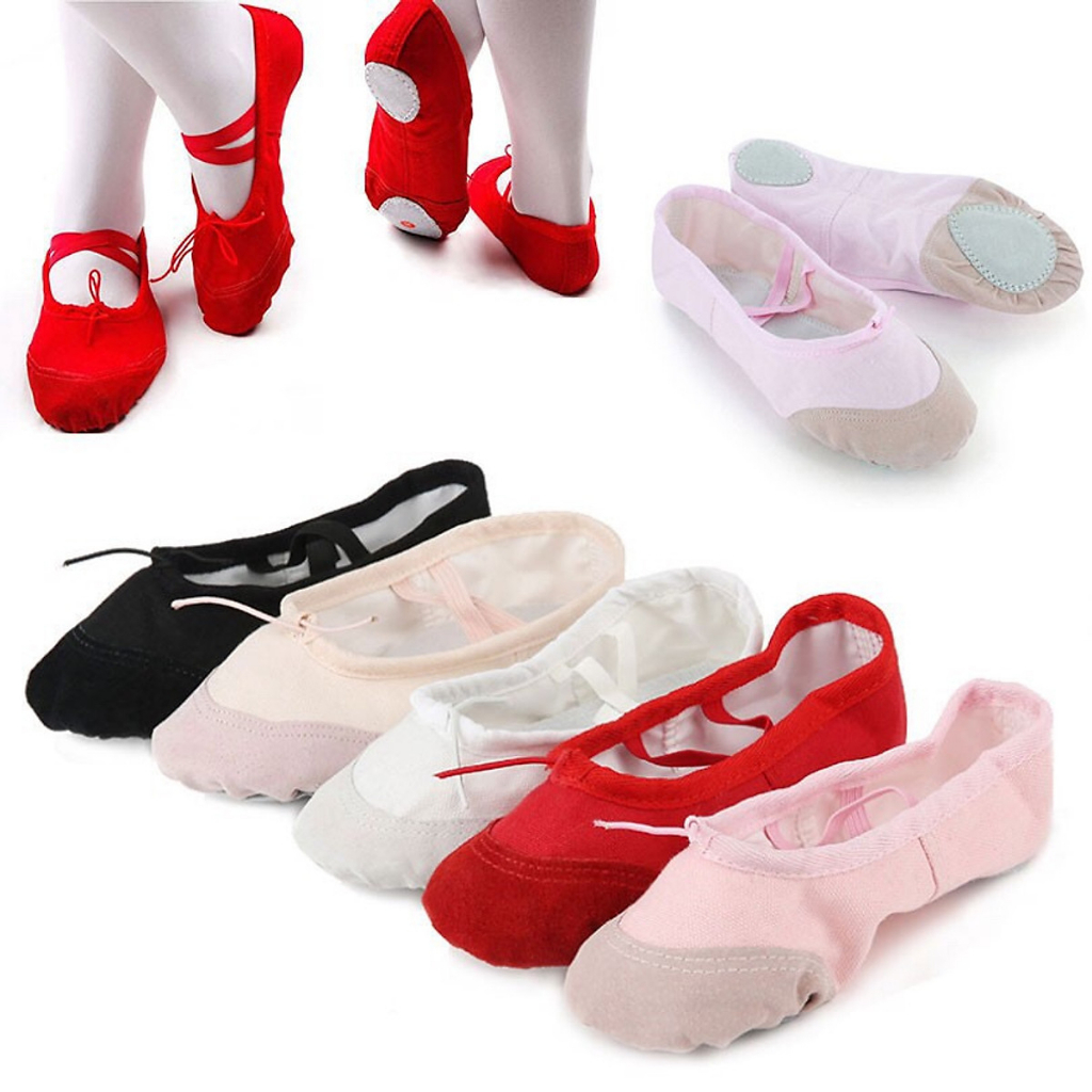 🍄 Giày Múa Ba Lê  Cho Bé Gái. Giày Vải Học Múa Mũi Bọc Da Lộn Hàng Đẹp, Giá Rẻ