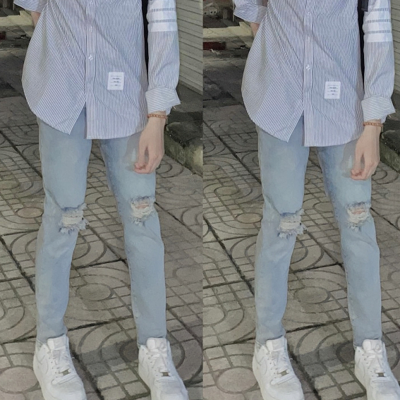 Quần skinny jean jun shop xước hai đầu gối loại2