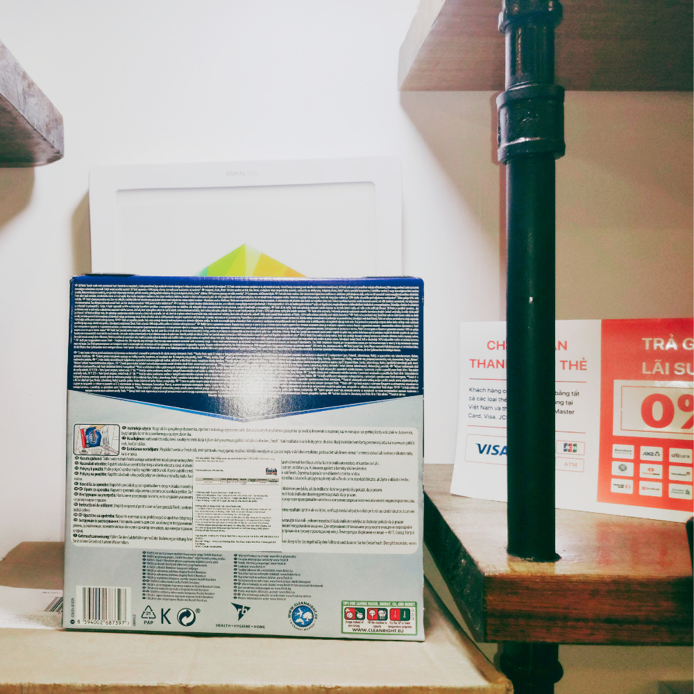 Hộp 4kg Muối rửa chén bát Finish trong máy rửa bát 2 gói 2kg/gói bên trong hộp giấy loại bao bì mới về 2022.