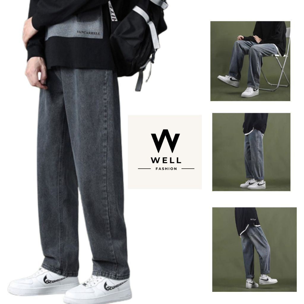 Quần jean nam baggy ống suông,quần baggy nam,hottrend 2023-well