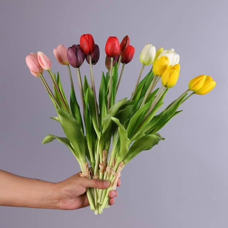 Combo 5 bông Hoa Tuylip giả giống thật, trang trí nhà cửa siêu đẹp, cắm hoa để bàn.