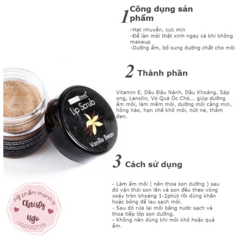 TẨY TẾ BÀO CHẾT MÔI BEAUTY TREAT MÙI VANILLA