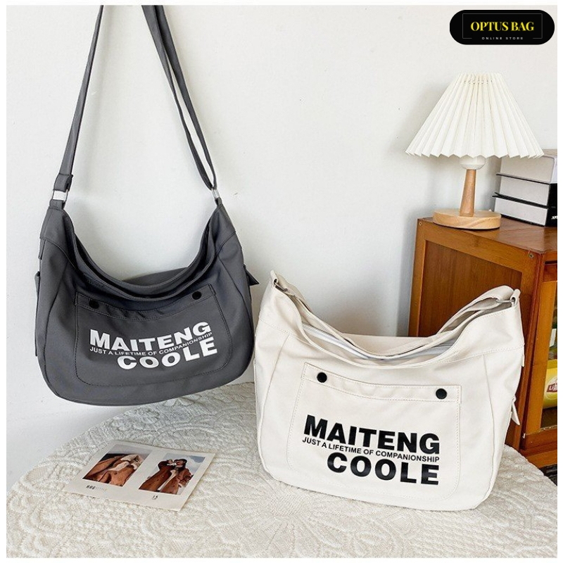 Túi Đeo Chéo Canvas In hoạ tiết  Thời Trang Cho Nam và Nữ Phong Cách Hàn Quốc