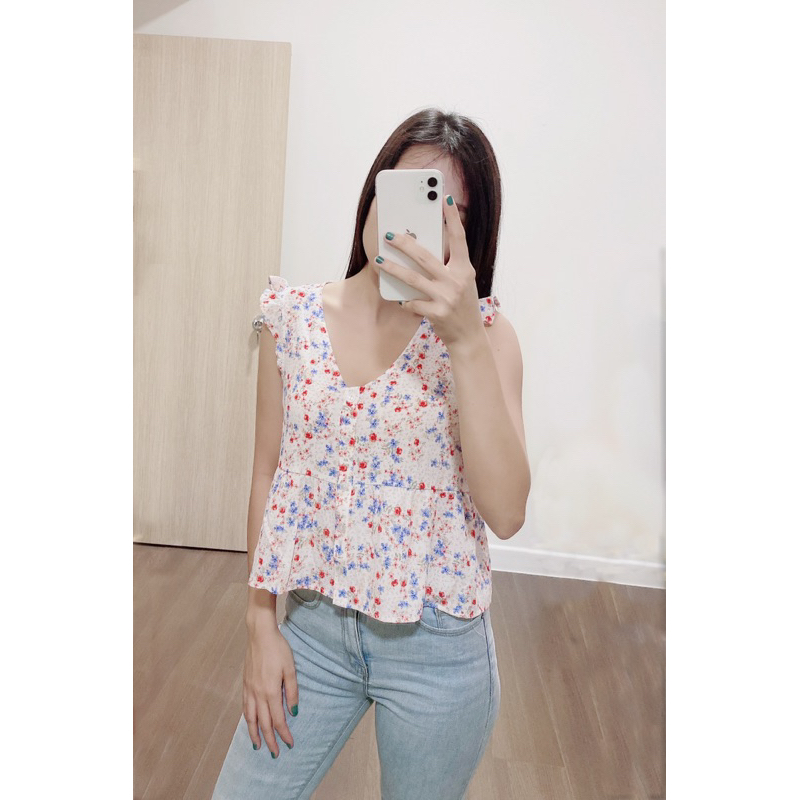 Áo kiểu hoa nhí nữ MADELINE BABYDOLL ROSÉ TOP A575