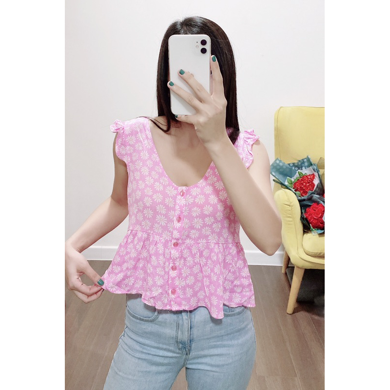 Áo kiểu hoa nhí nữ MADELINE BABYDOLL ROSÉ TOP A575