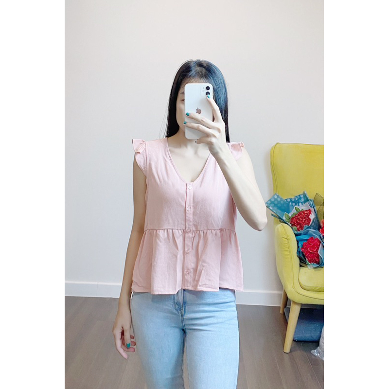 Áo kiểu hoa nhí nữ MADELINE BABYDOLL ROSÉ TOP A575