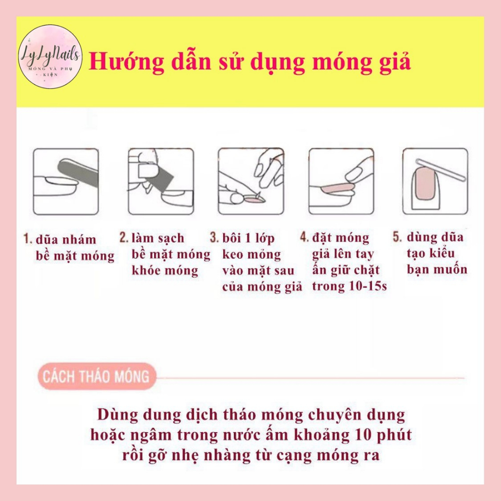 Set 24 móng tay giả,móng tay thiết kế đính đá,nailbox thời trang kèm keo
