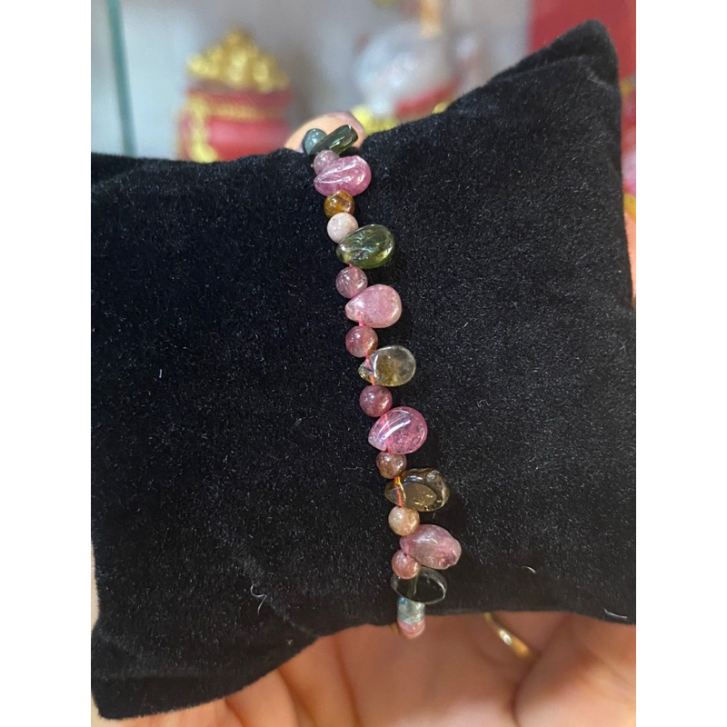 Vòng tay đa Tour-ma-line tự nhiên 3li míc kiểu giọt nước khoá hít nam châm thời trang