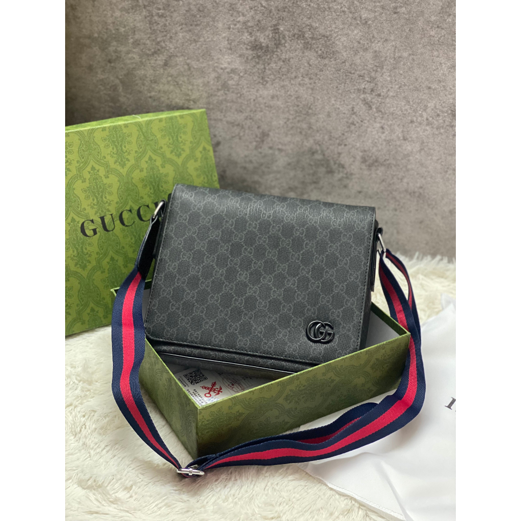 Túi đeo chéo nam unisex gucci messenger bản da thật fullbox