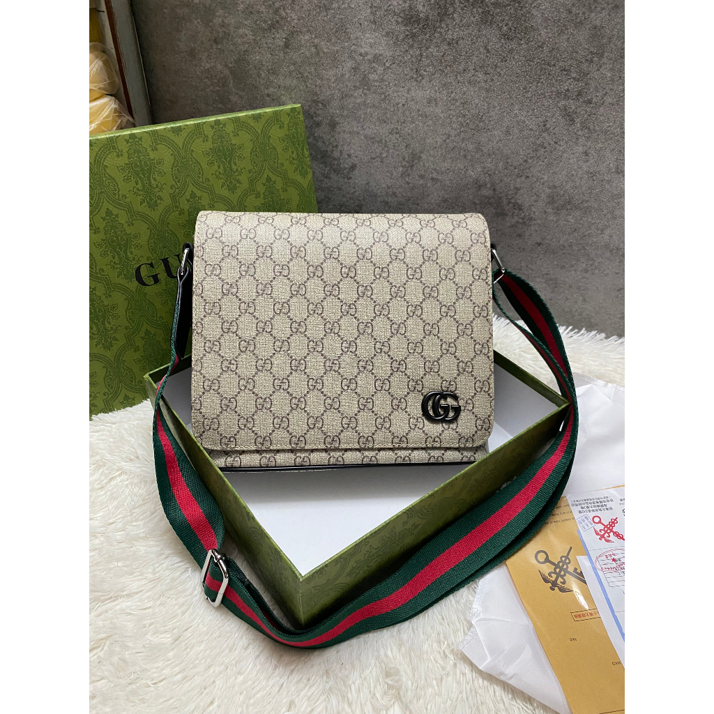 Túi đeo chéo nam unisex gucci messenger bản da thật fullbox