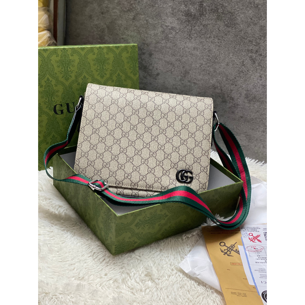 Túi đeo chéo nam unisex gucci messenger bản da thật fullbox