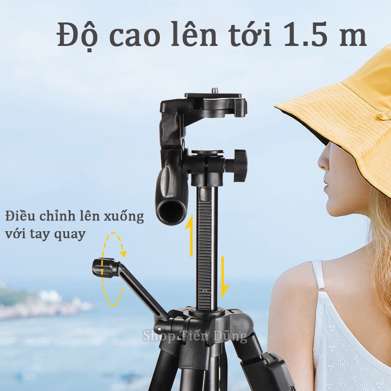 Gậy chụp hình tripod NEEPHO NP-8810 có remote, Túi đựng -  Cao 1.5m chịu tải 3kg