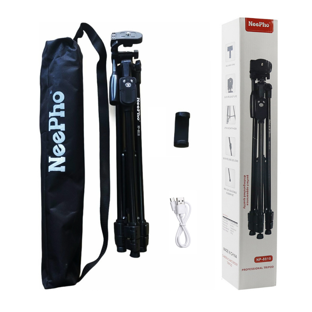 Gậy chụp hình tripod NEEPHO NP-8810 có remote, Túi đựng -  Cao 1.5m chịu tải 3kg