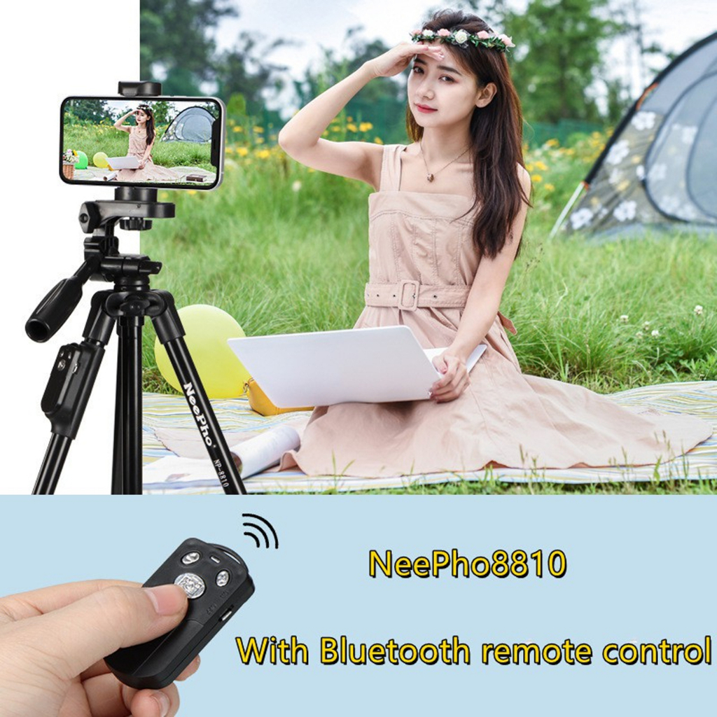 Gậy chụp hình tripod NEEPHO NP-8810 có remote, Túi đựng -  Cao 1.5m chịu tải 3kg