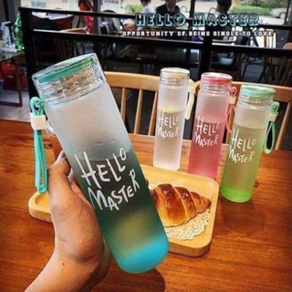 Bình nước Hello Master bình đựng nước thuỷ tinh 500ml